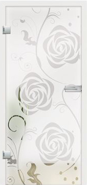 Rose design on frosted glass